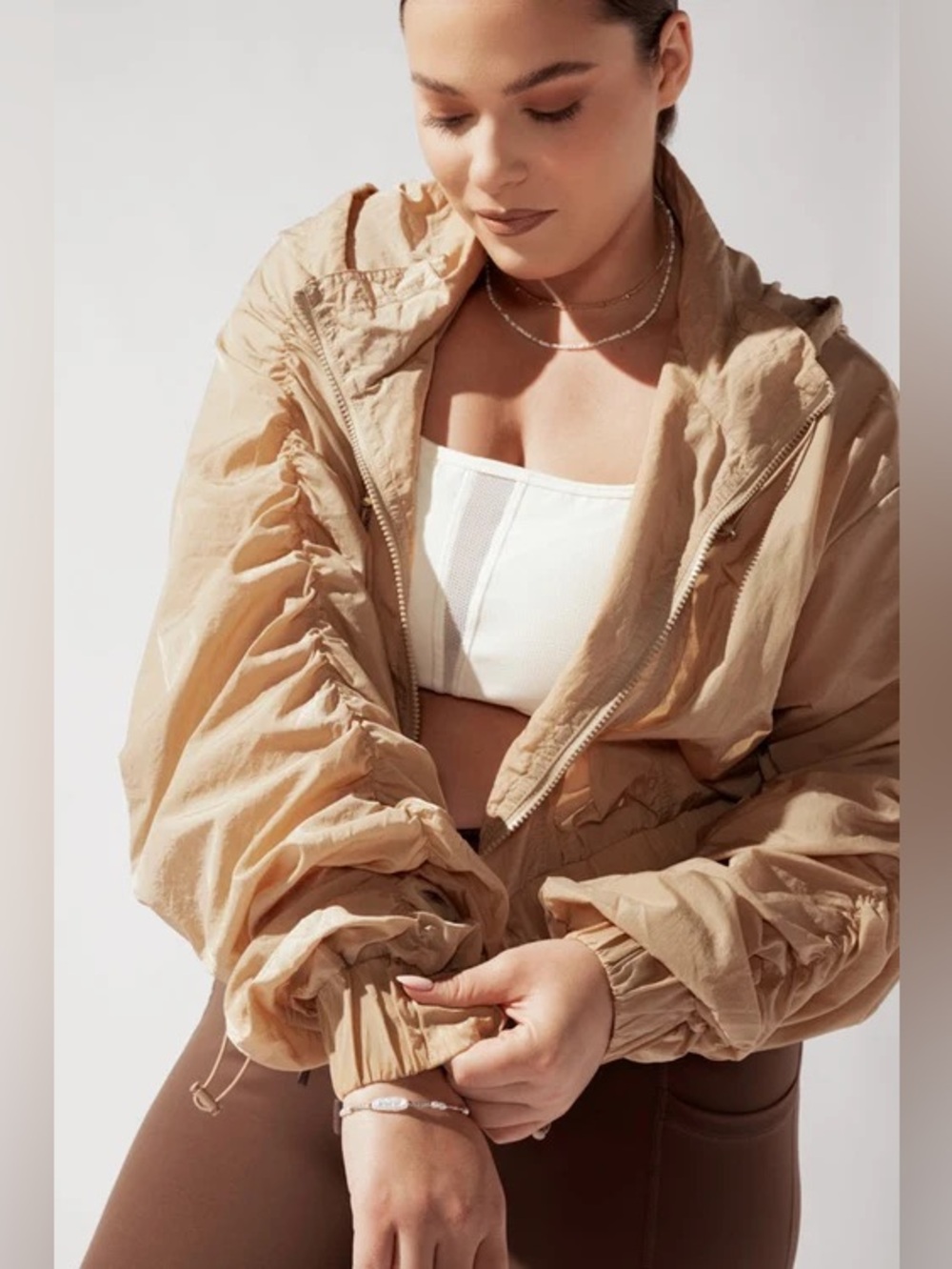 NWOT Popflex Whimsical Breeze Windbreaker in Desert Sand | Size L/XL